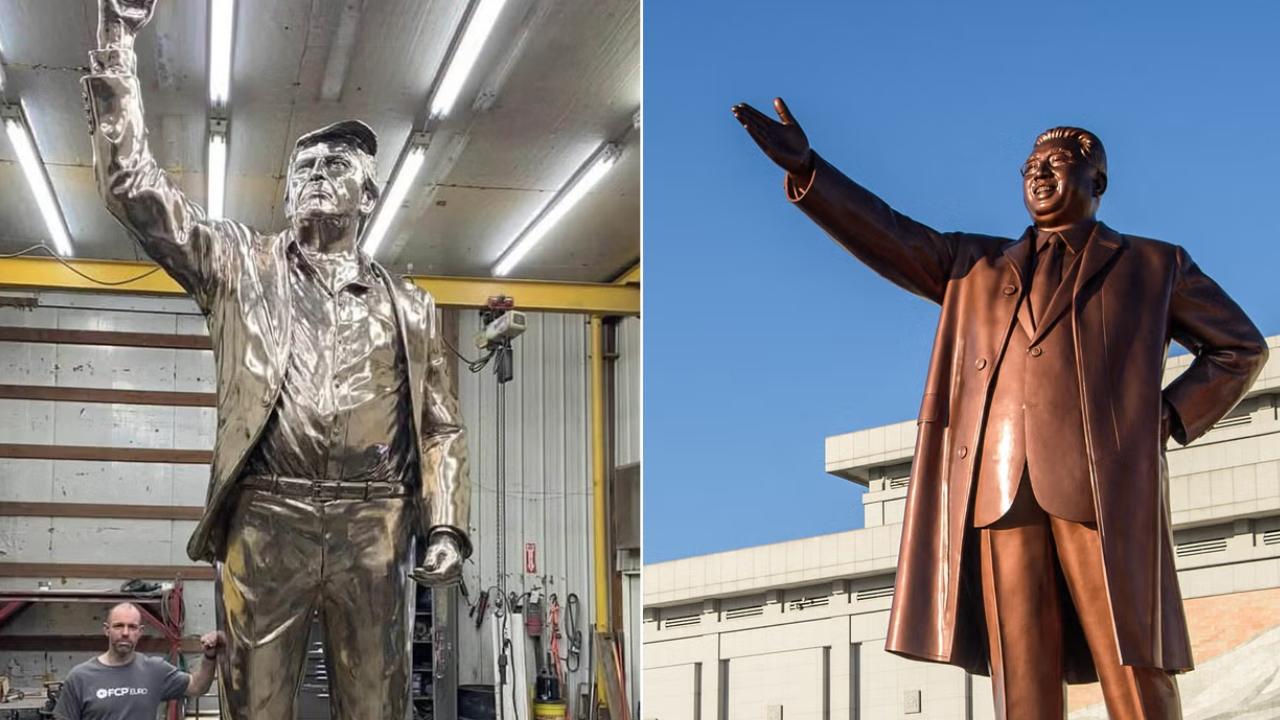 Trump'ın altın heykeli Kuzey Kore liderlerinin anıtlarına benzetildi